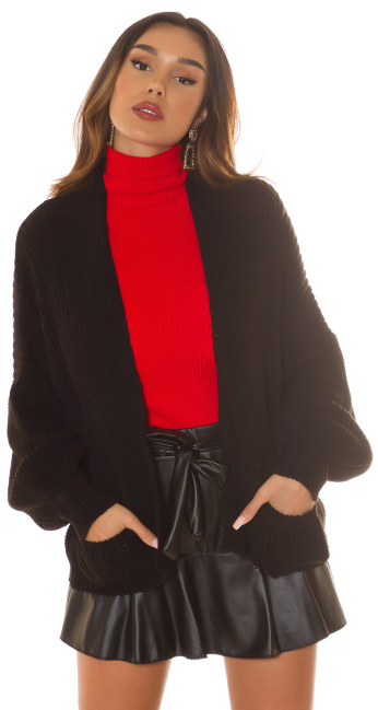 Musthave Oversized chunky knit Cardigan Black